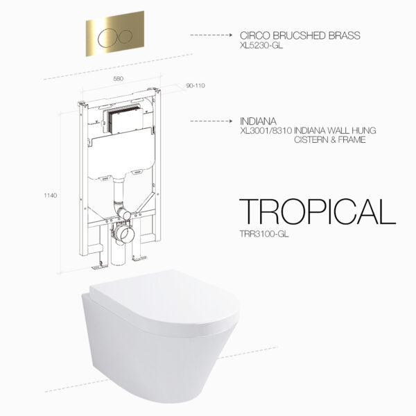 TROPICAL RIMLESS CIRCO BRUSHED BRASS INDIANA